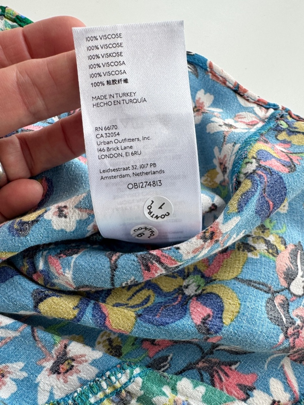 Anthropologie Blue & Green Floral Tiered V-Neck Dress in size Small Petite - Picture 7 of 10